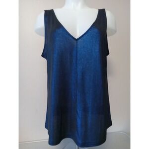 City Streets Women Blue Metallic Clubwear Sleeveless tank Top‎ size L